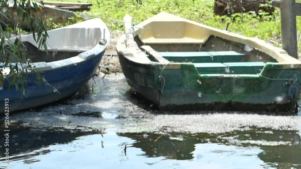Romantic view of fishermen boats on the water Romantic view of fishermen boats on the water