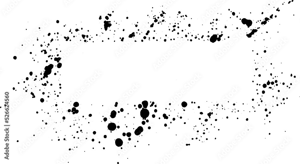 abstract black ink sprayed on a transparent background. square design elements for copy space frame. the grunge paint brush collection for creative design