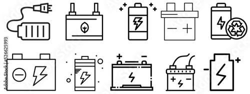 Battery icons Collection. Flat style Battery charging charge indicator icon.Battery charge icon symbols