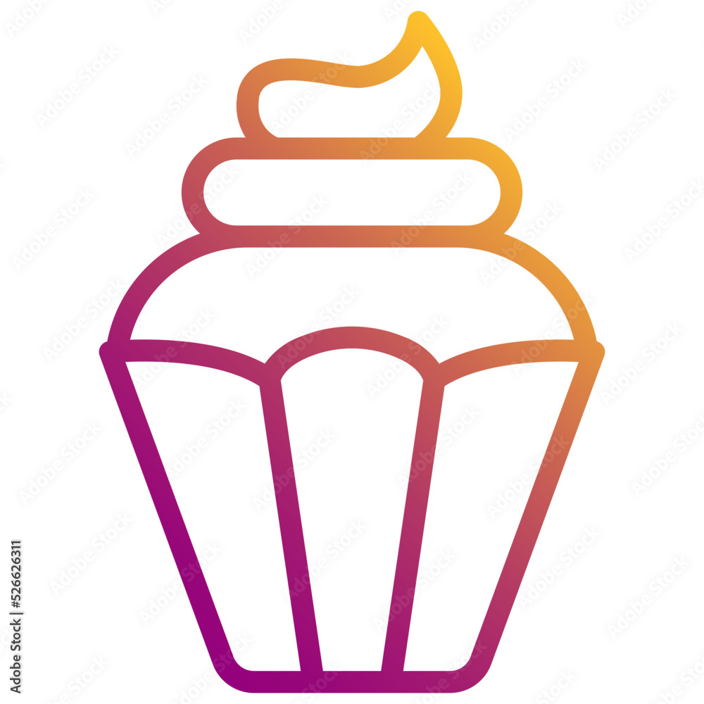 cupcake icon in outline element style cupcake icon in outline element style