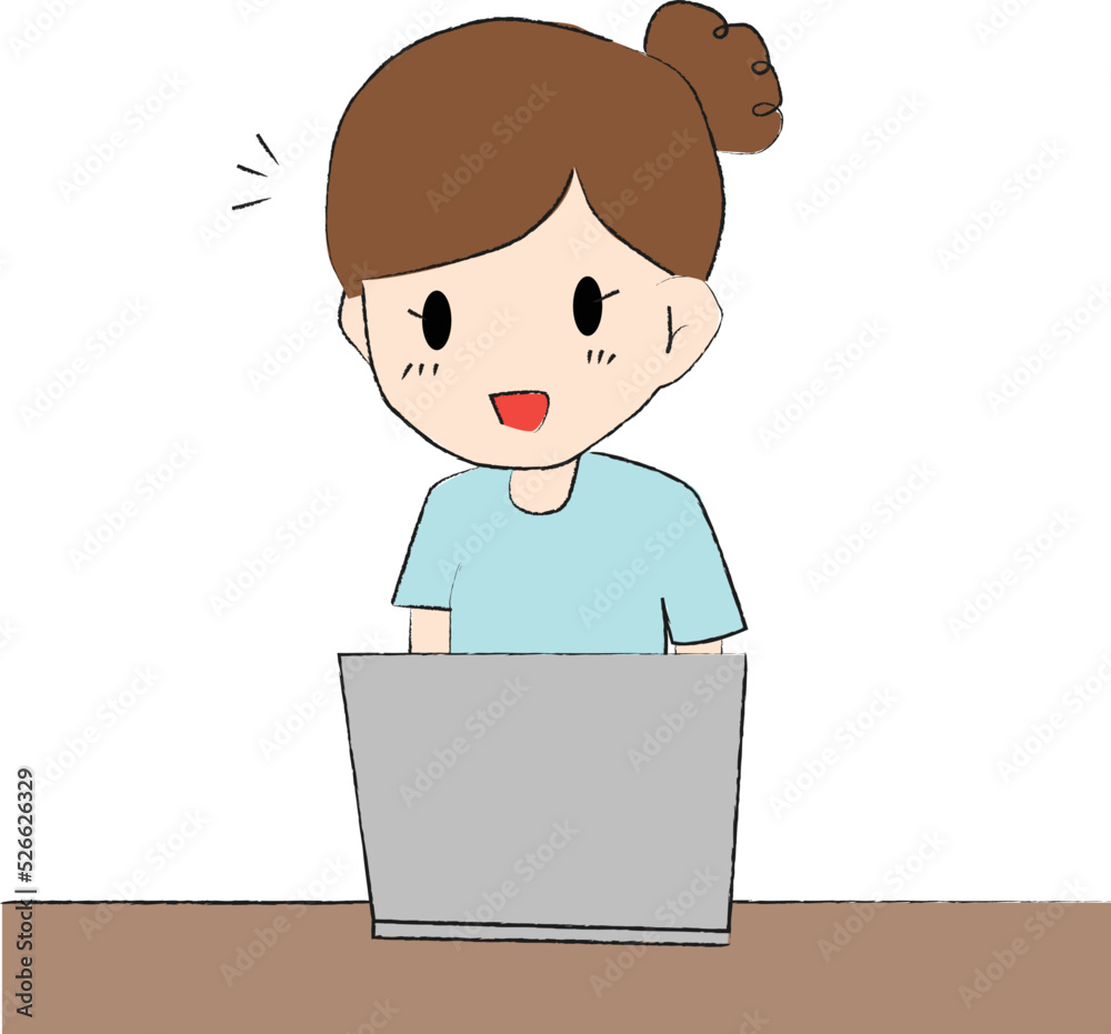 ノートパソコンを使う女性