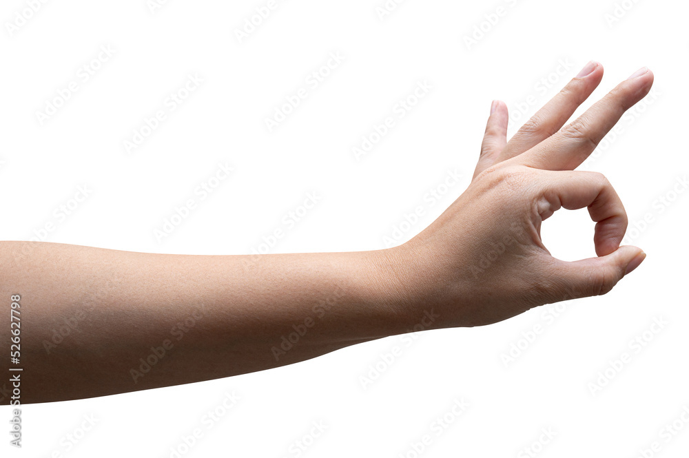 Woman hand showing ok sign isolated on white background. Woman hand showing ok sign isolated on white background.
