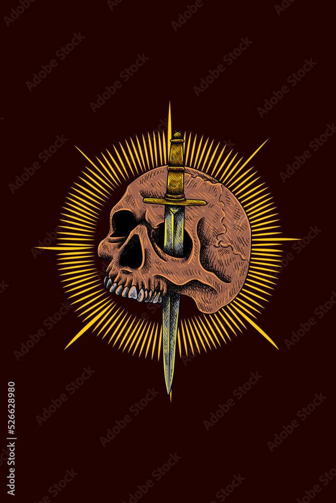 Fototapeta premium Skull with sword vector illustration
