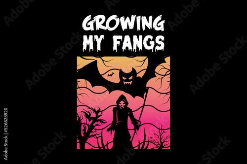 Growing my fangs, Halloween t-shirt design