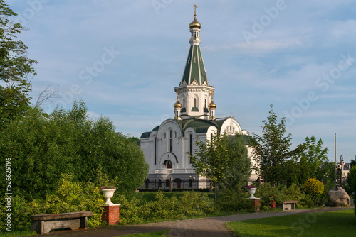 Obraz na płótnie View of the Church of the Blessed Prince Alexander Nevsky on a sunny summer day,