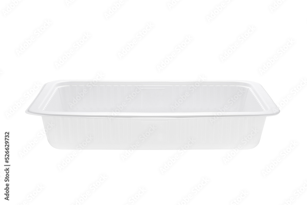 White plastic food tray isolated on white background White plastic food tray isolated on white background