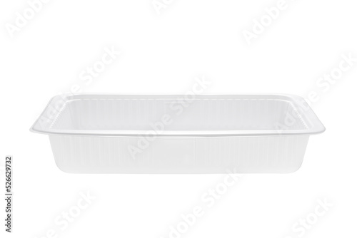 White plastic food tray isolated on white background