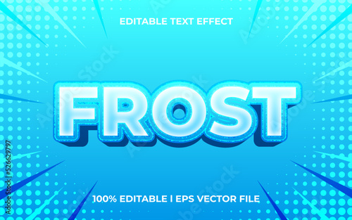 frost 3d text effect with glossy theme. blue typography template for ice product