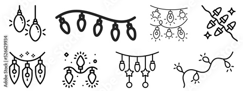 Christmas light icon collection. isolated on white background. flat style vector illustration set.   