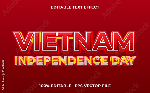 vietnam 3d text effect with trendy theme. red typography template for vietnam independence day