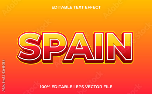 spain 3d text effect with stylish theme. typography template for spain flag