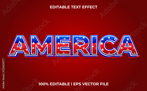 america editable text effect, lettering typography font style, american flag 3d text for tittle