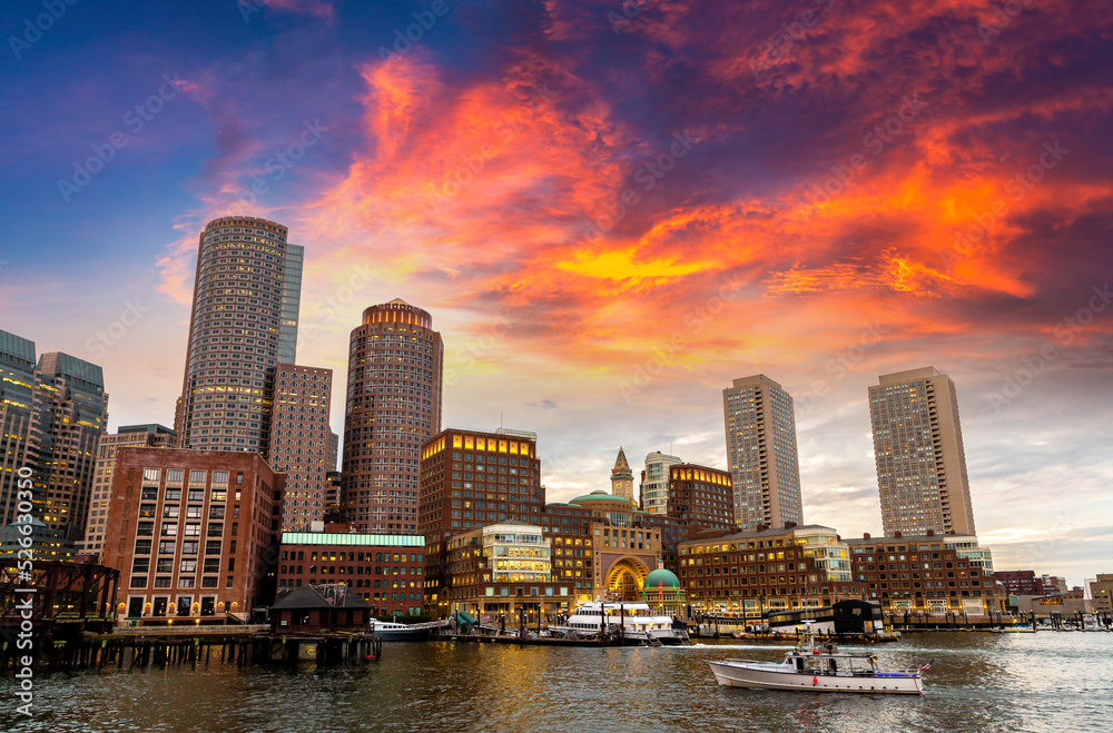 Obraz premium Boston cityscape at night