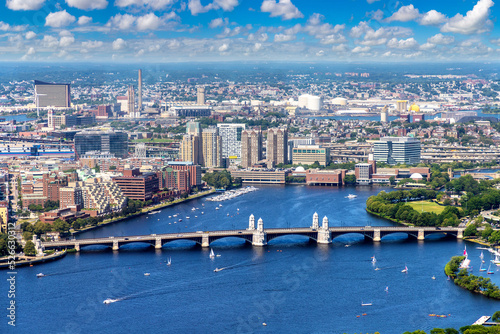 Panoramic aerial view of Boston, USA photo