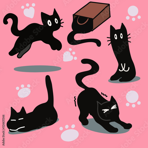 Black cat pattern for wallpaper  background  carpet  textile  clothing  wrapping  batik  fabric  and children s room vector illustration 