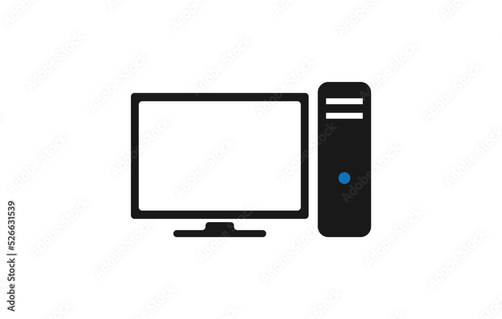 Computer desktop vector icon, pc symbol. Simple, flat design for web or mobile app Computer desktop vector icon, pc symbol. Simple, flat design for web or mobile app