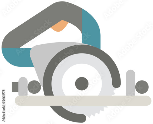 Illustration of electric circular saw in flat design