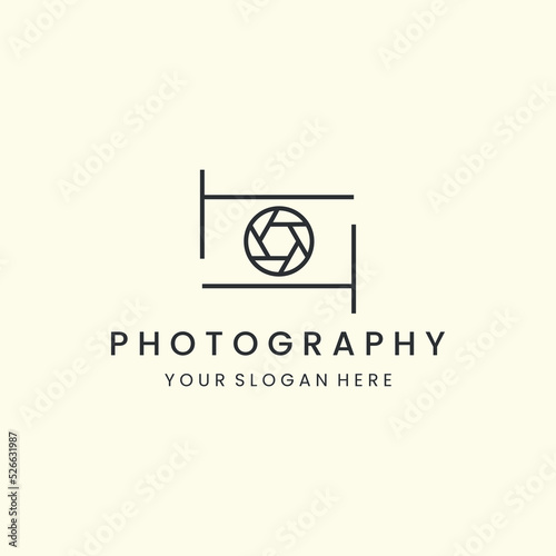 minimalist photography with line art style logo vector icon design. camera template illustration