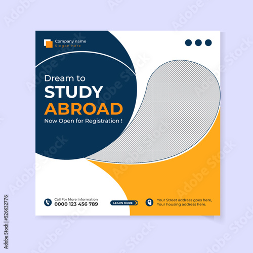 Study abroad social media post design template