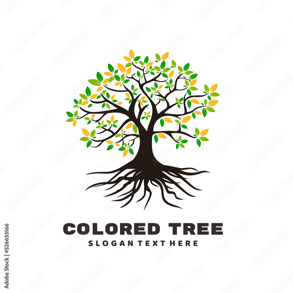 Obraz premium tree roots logo design icon vector