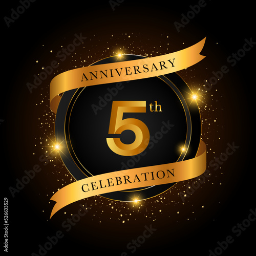 5th anniversary celebration. Golden anniversary celebration template design, Vector illustrations.