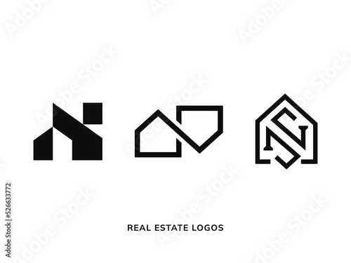 These logos are minimalist logos for real estate companies that have simple, modern, abstract, subtle styles.