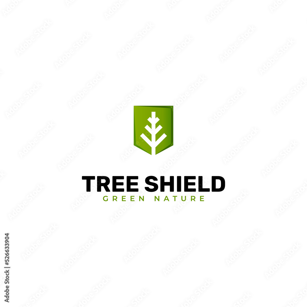 Minimalist and modern logo design for nature shield. tree shield logo vector icon illustration Minimalist and modern logo design for nature shield. tree shield logo vector icon illustration