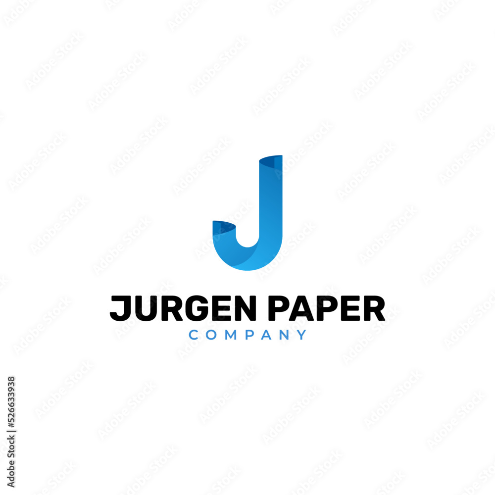 Creative Illustration modern J paper sign geometric logo design template.