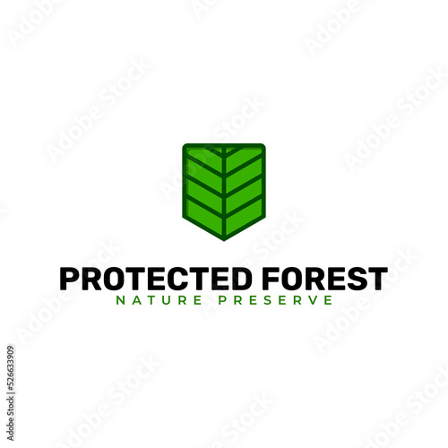 Nature protection logo vector with green leaf and shield icon