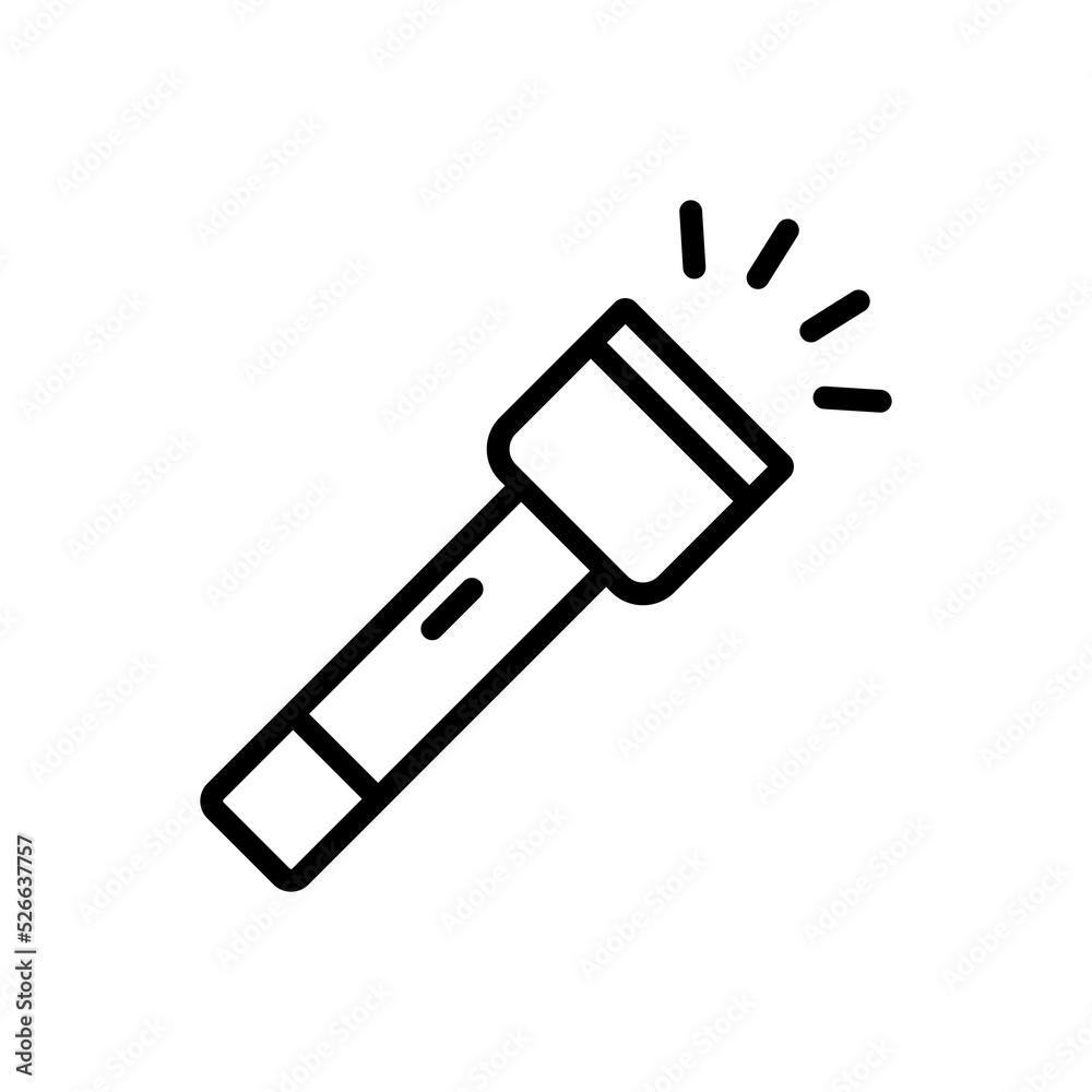 flashlight icon design, simple outdoor icon in thin line style design flashlight icon design, simple outdoor icon in thin line style design