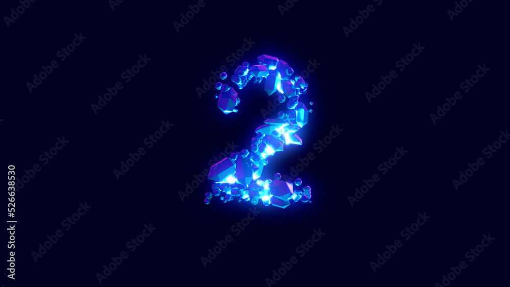 magic diamonds or frozen ice - number 2, creative font, isolated - object 3D illustration magic diamonds or frozen ice - number 2, creative font, isolated - object 3D illustration