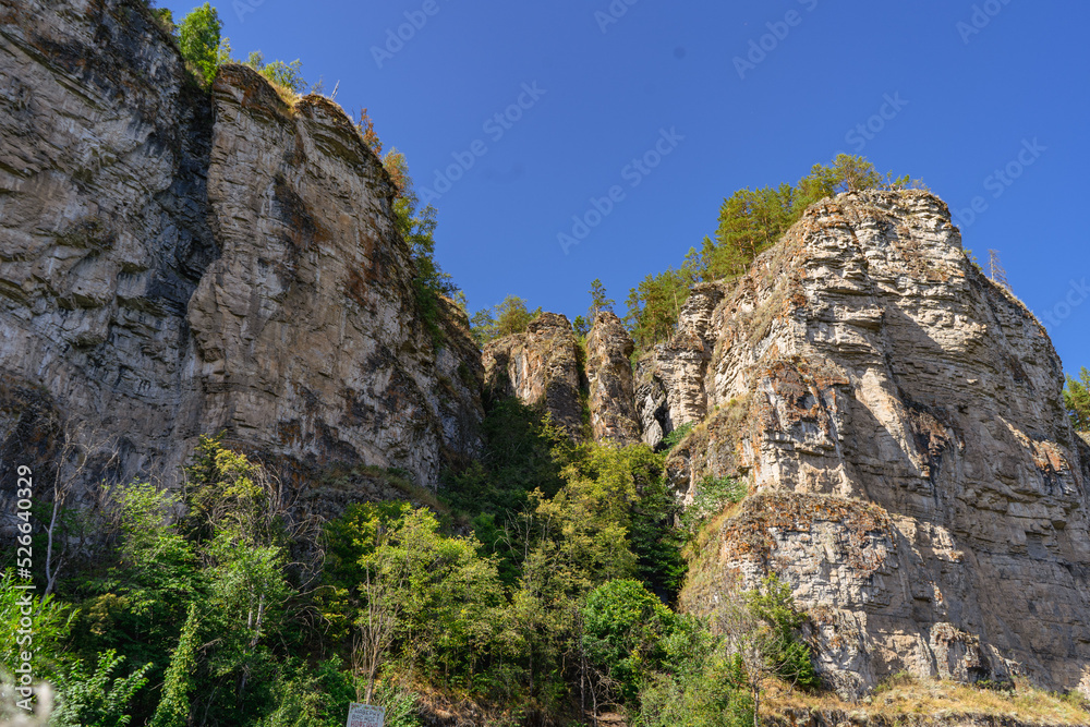 The mountains. Rocks. Nature. Travel. The photo is horizontal. dry waterfalls