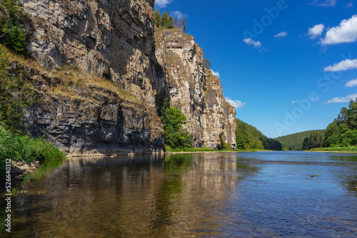 Prytes river Ai. Chelyabinsk region, the city of Satka. Mountains and rocks. River in summer