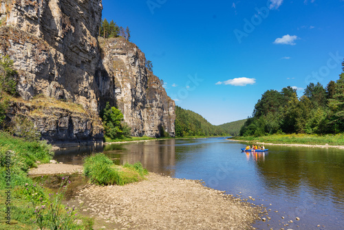 Prytes river Ai. Chelyabinsk region, the city of Satka. Mountains and rocks. River in summer