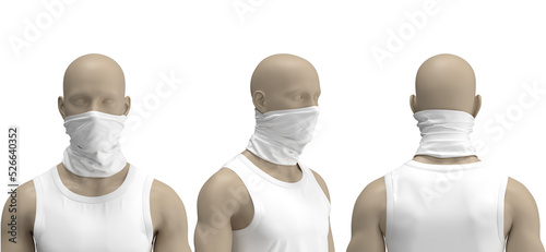 Gaiter mockup Buff mockup Blank Black neck, different views