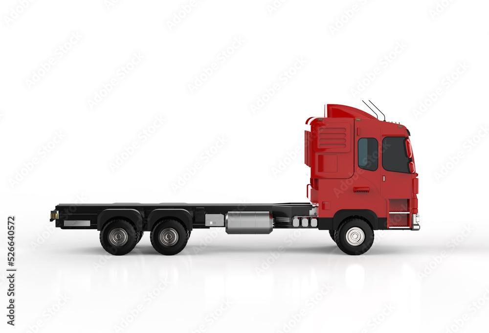 Logistic trailer truck or lorry on white background