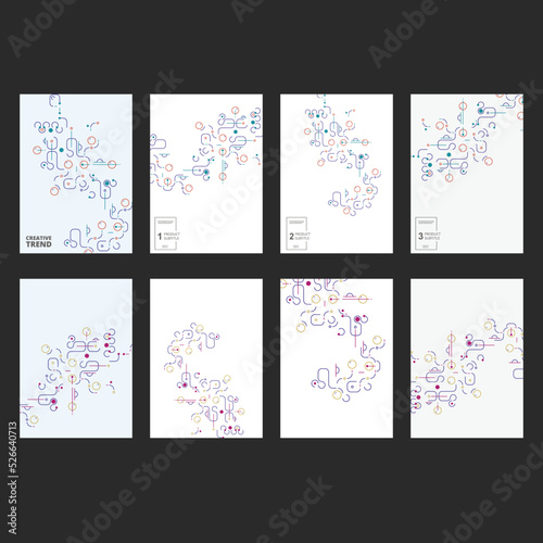Cover brochure with geometric connect shapes. Vector presentation network modern lines. Graphic design tech background. Shapes connect concept