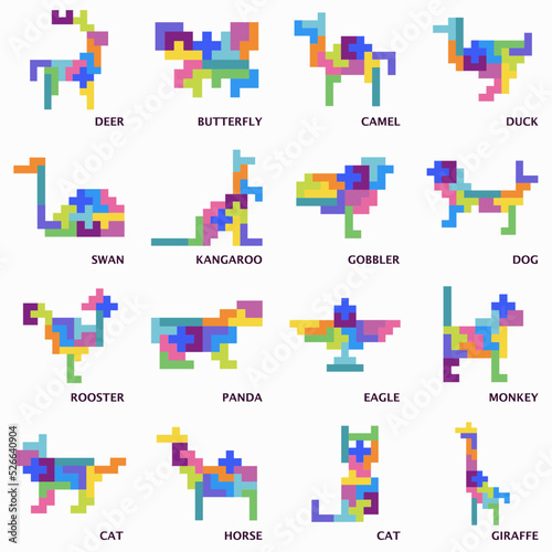 Set of Block Puzzle. Pentamino puzzle. Tetris.