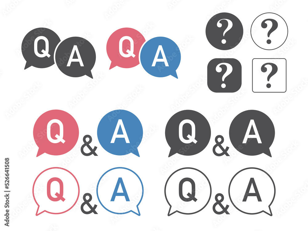 お問合せq Aの吹き出しサインアイコンイラストセット Stock Vector Adobe Stock