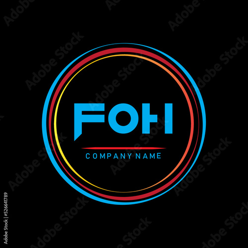 F O H.FOH Simple Logo For Company,FOH T-shirt Logo Design,FOH Letter Logo Design On Black Background,FOH Creative  Letter Logo Design,FOH Letter Logo Design Monogram Icon Vector photo