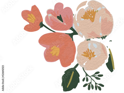 Set of floral elements Flowers and green leaves Wedding concept - flower poster flowers invitation preparation vector for greeting card or invitation design