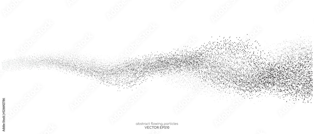 Abstract dots particles flowing wavy isolated on white background ...
