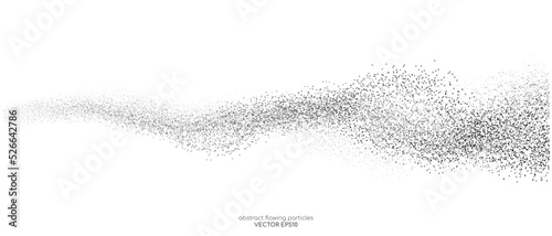 Abstract dots particles flowing wavy isolated on white background. Vector illustration design elements in concept of technology, energy, science, music.