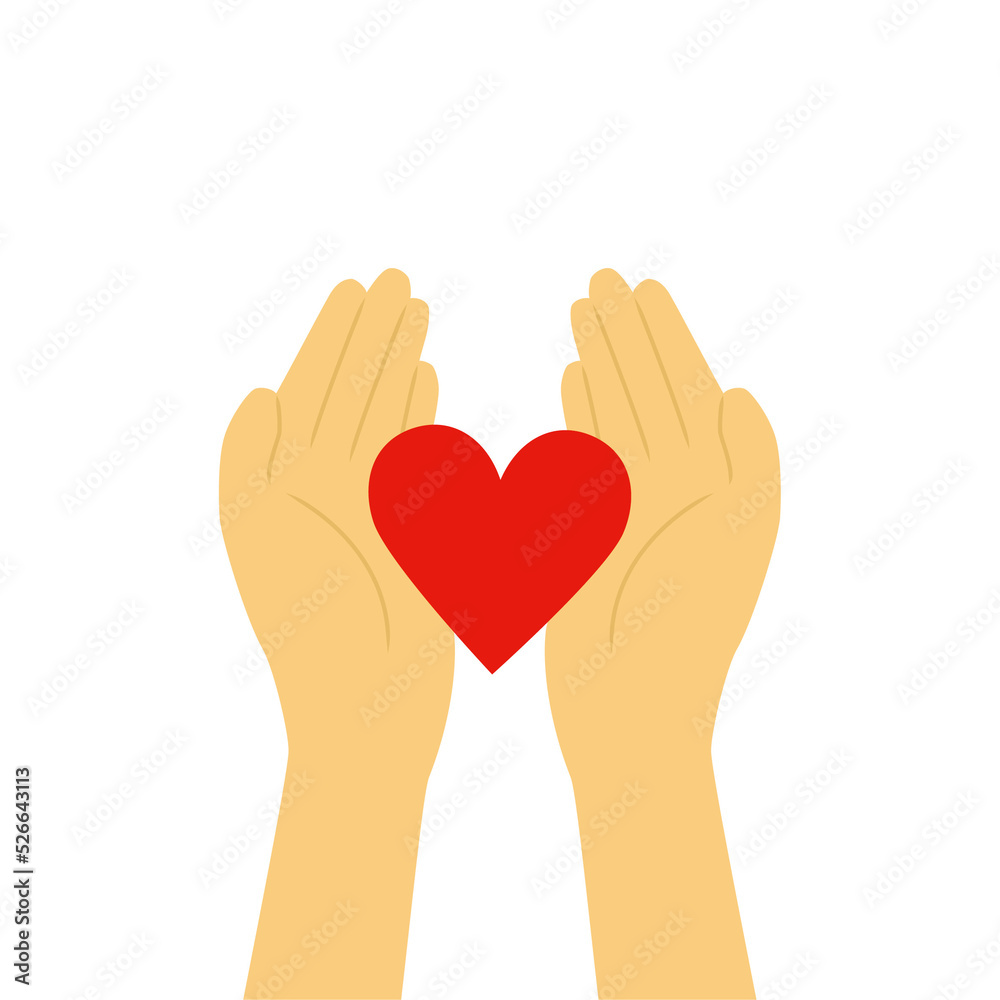Red heart in hands illustration Red heart in hands illustration