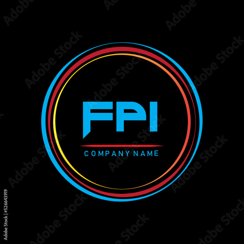 F P I.FPA Simple Logo For Company,FPI T-shirt Logo Design,FPI Letter Logo Design On Black Background,FPI Creative  Letter Logo Design,FPI Letter Logo Design Monogram Icon Vector photo