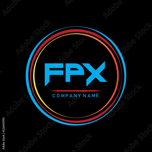 F P X.FPX Simple Logo For Company,FPX T-shirt Logo Design,FPX Letter Logo Design On Black Background,FPX Creative  Letter Logo Design,FPX Letter Logo Design Monogram Icon Vector photo