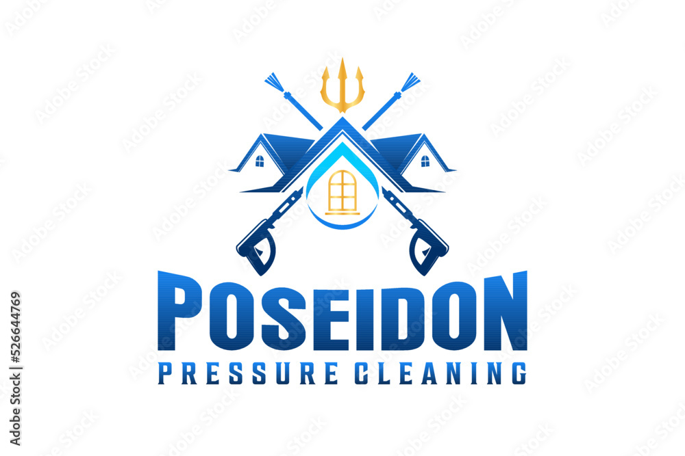 Pressure washer gun logo design water spray power wash illustration