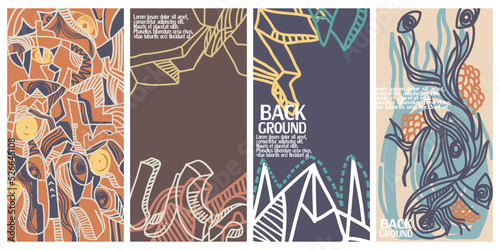 Set of abstract and surreal background with graffiti style, and put inside isolated background.