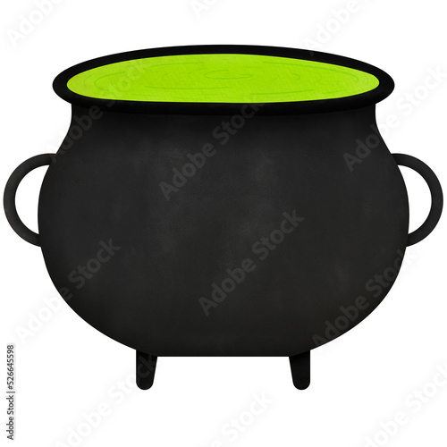 cauldron with a green potion illustration