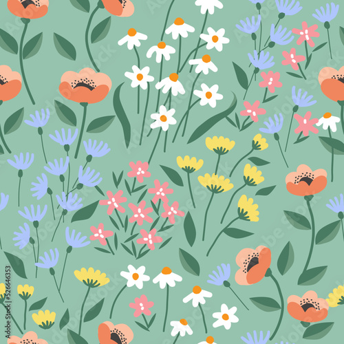 Pattern flower seamless, silhouette of blooming,  hand drawn botanical, Floral leaf for spring and Summer time, natural ornaments for textile, 
fabric, wallpaper, texture design.